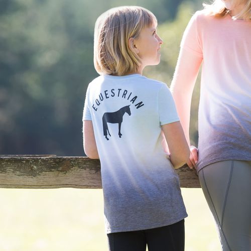 READY TO SHIP: Irideon Kids' Dip Dye Equestrian Swing Tee - X Small - Energy Blue