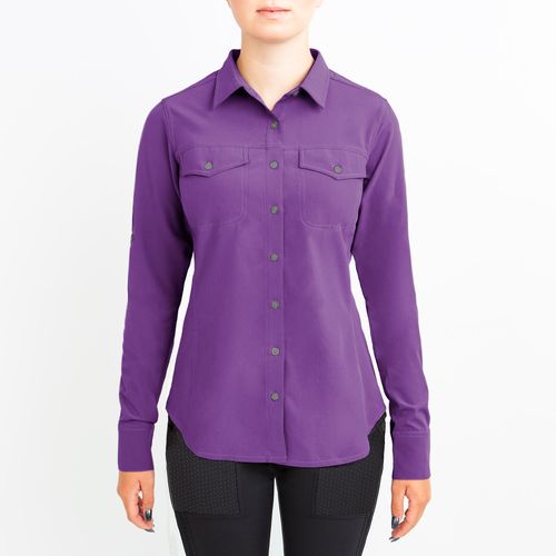 READY TO SHIP: Irideon Women's Aspen Long Sleeve Trail Shirt - X Small - Purple Hibiscus