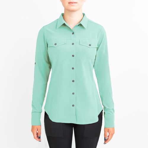 READY TO SHIP: Irideon Women's Aspen Long Sleeve Trail Shirt - Large - Island Green