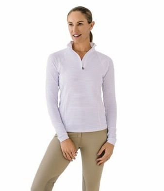 Ovation Women's Quarter Zip Long Sleeve Textured Sun Shirt - White
