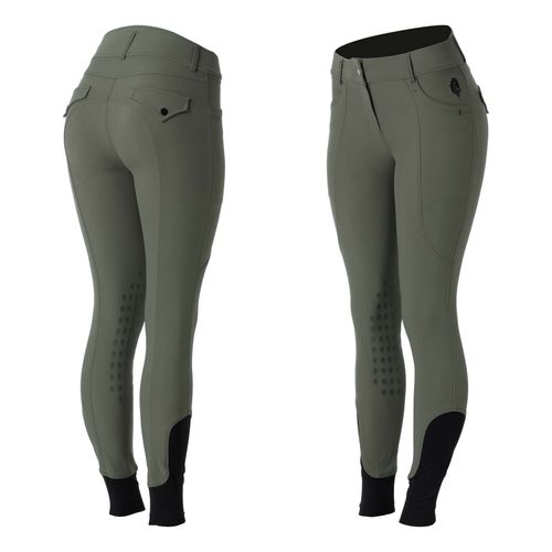 Equinavia Women's Annika Womens Silicone Knee Patch Breeches - Olive Green