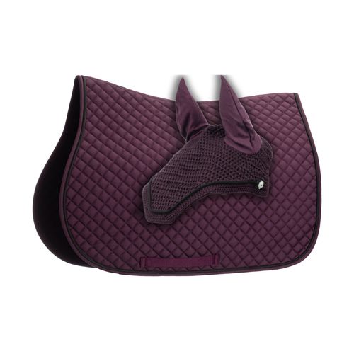 Equinavia Voss All Purpose Saddle Pad and Bonnet Set - Plum Wine/Black