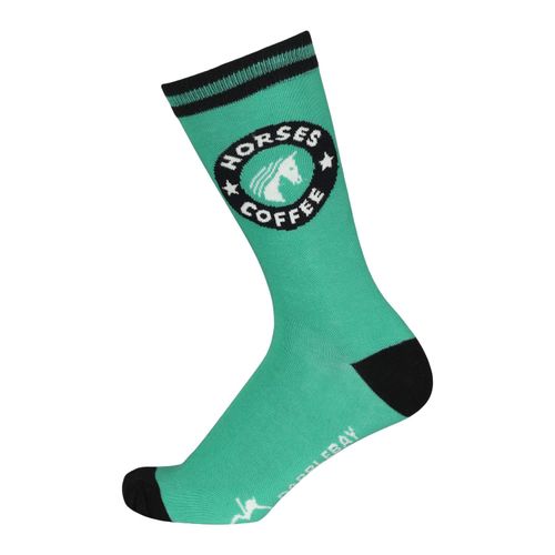 Dapplebay Women's Knit Crew Socks - Horses & Coffee