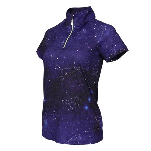 Dapplebay Women's 1/4 Zip Short Sleeve Shirt - Navy Constellation