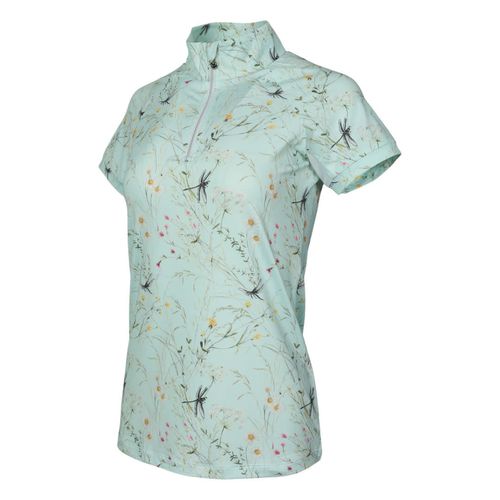 Dapplebay Women's Dragonfly Meadow 1/4 Zip Short Sleeve Shirt - Green