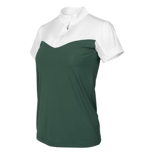Dapplebay Women's 1/4 Zip Short Sleeve Show Top - White/Evergreen