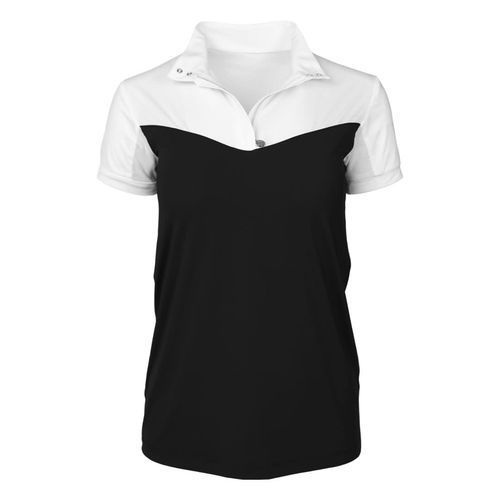 Dapplebay Women's 1/4 Zip Short Sleeve Show Top - White/Black