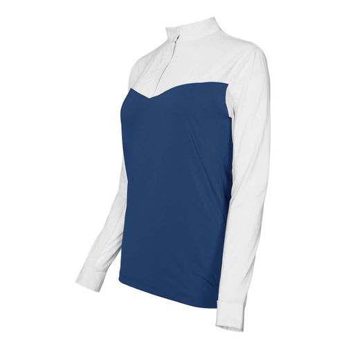 Dapplebay Women's 1/4 Zip Long Sleeve Show Top - White/Navy